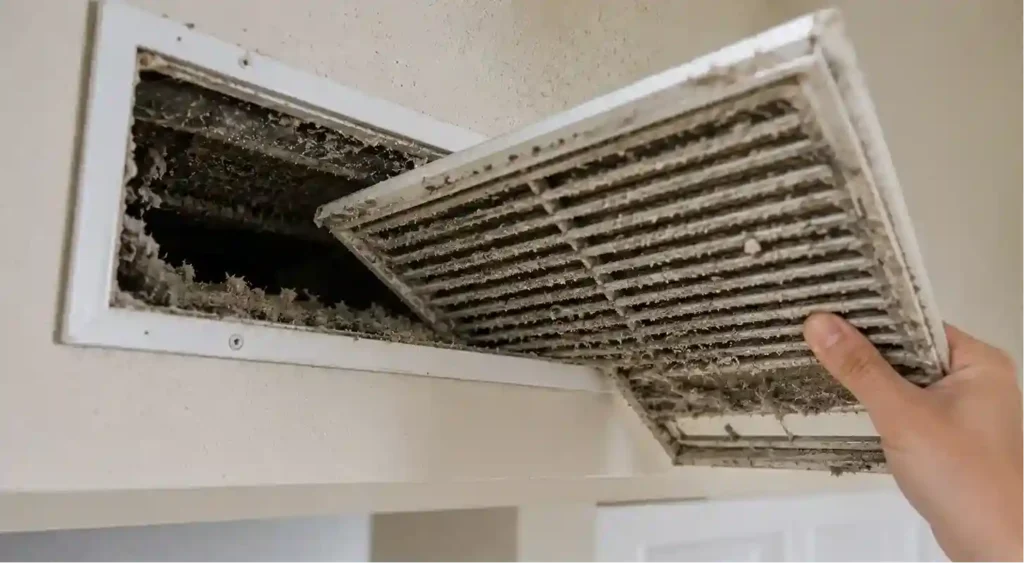 How dirty air ducts affect people with asthma and allergies in a home HVAC system